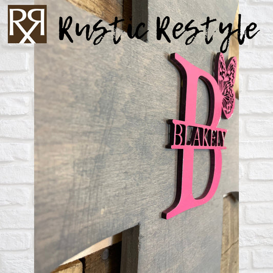 Personalized wooden cross, Baptism and confirmation sign-able crosses, Pink butterfly monogram confirmation keepsake gift