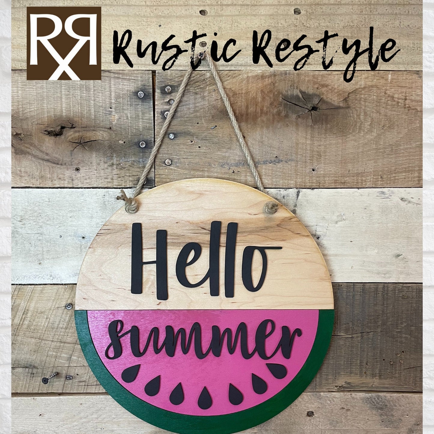 Round Door Hanger, Wall Decor hanging, hello summer, watermelon design