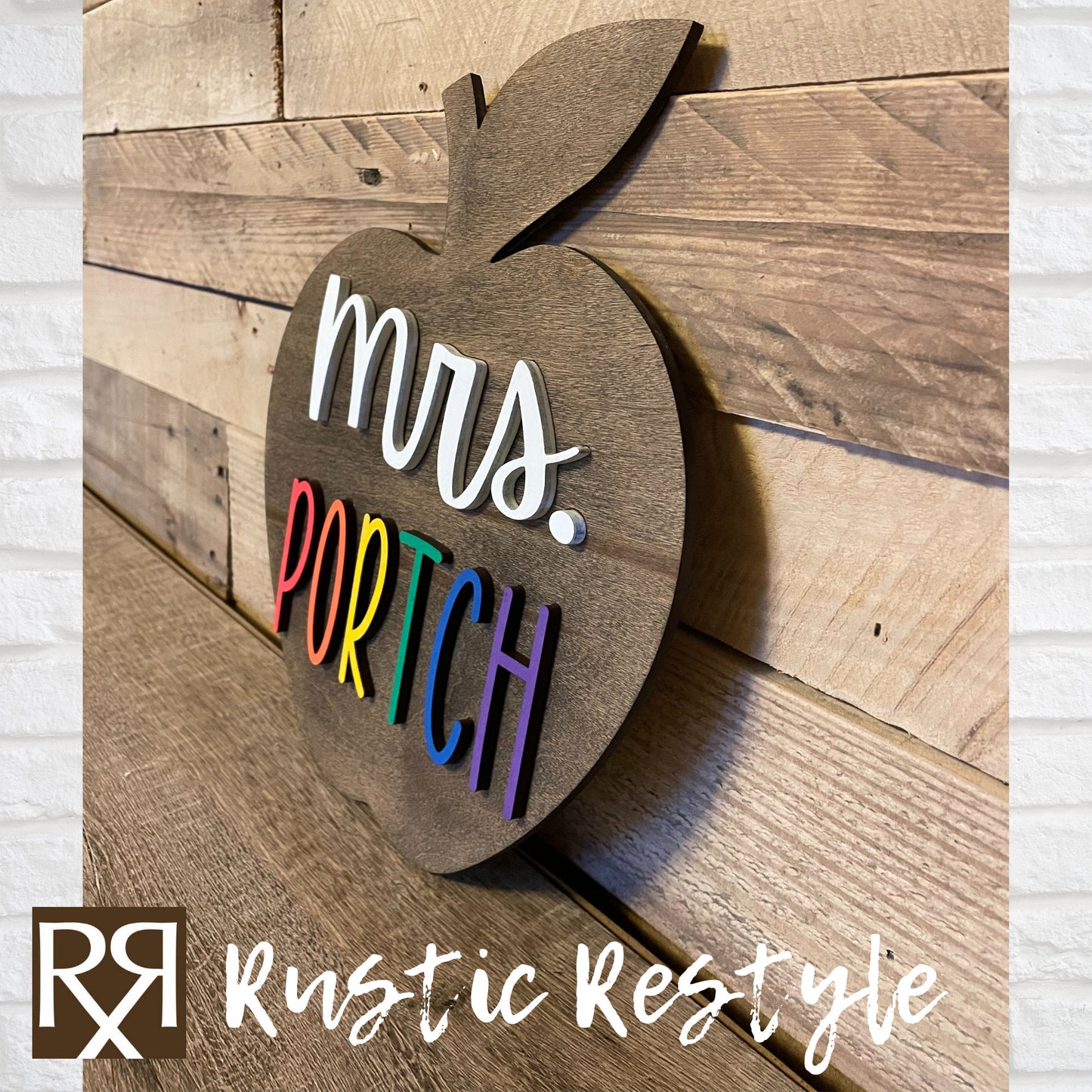 Wooden Teacher apple sign with stand, Customizable Classroom decoration gift