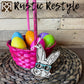 Custom wooden Easter Basket Bunny with glasses personalized name Tags