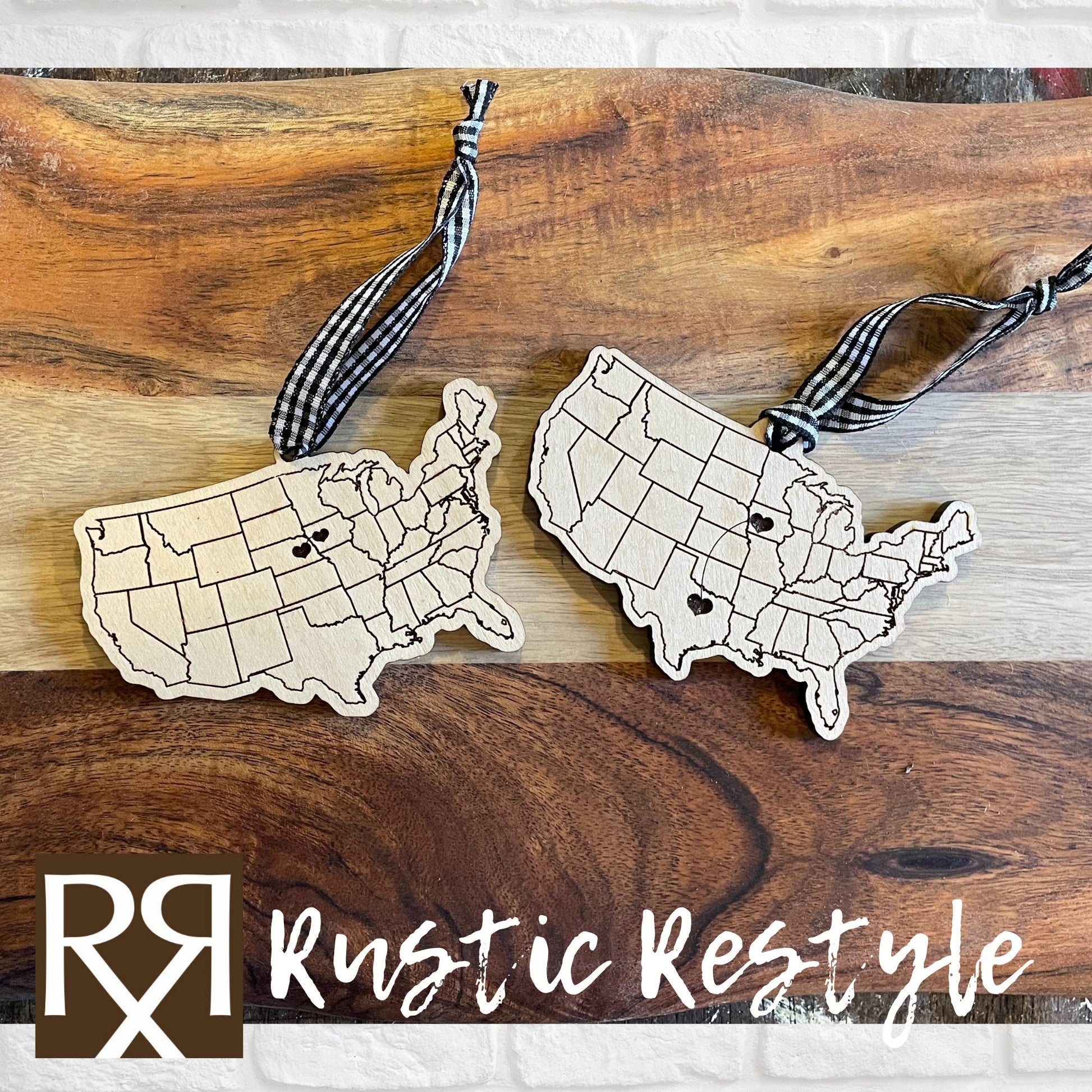 Long distance wooden ornament, Pick your states