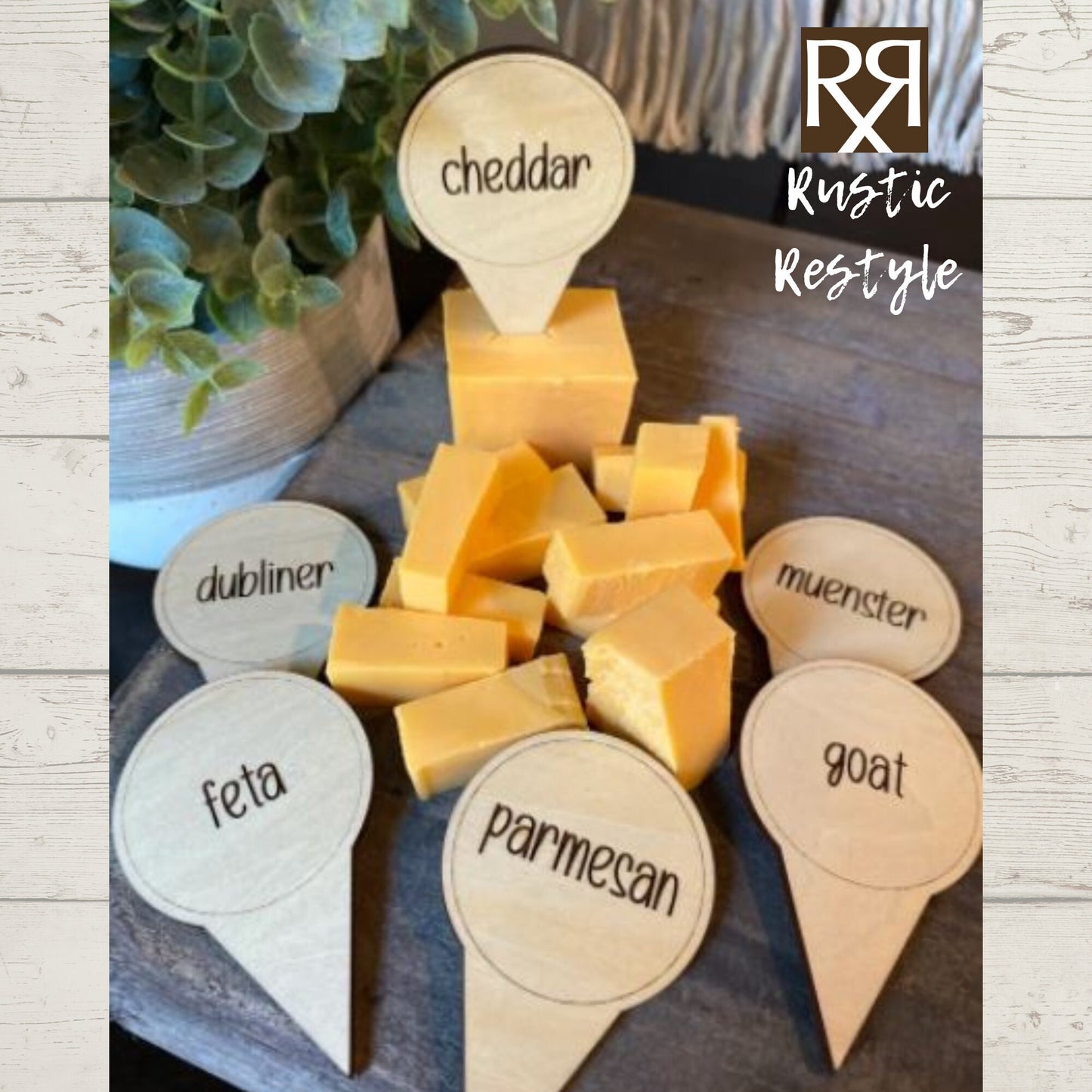 22 Cheese Marker set for Charcuterie boards, wooden engraved cheese board picks,