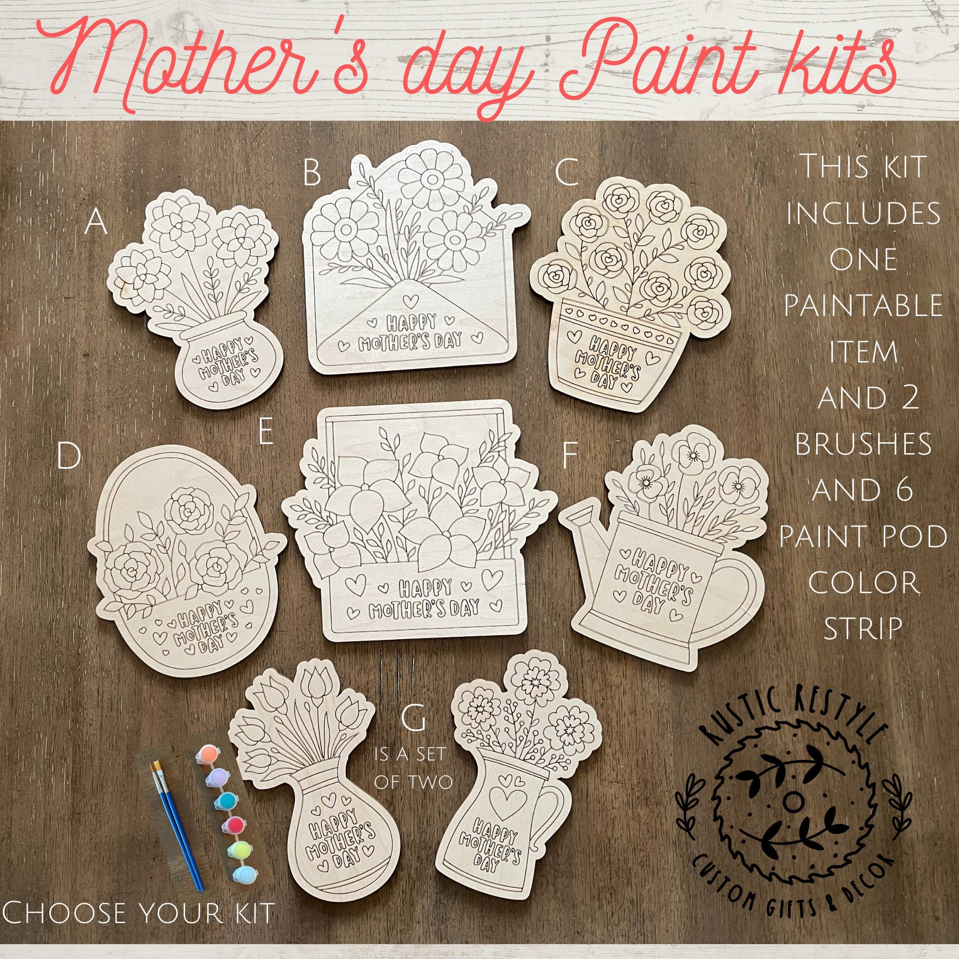 DIY Mother's Day paint kits, Kids gift for mom, paintable cards for mo –  Rustic Restyle