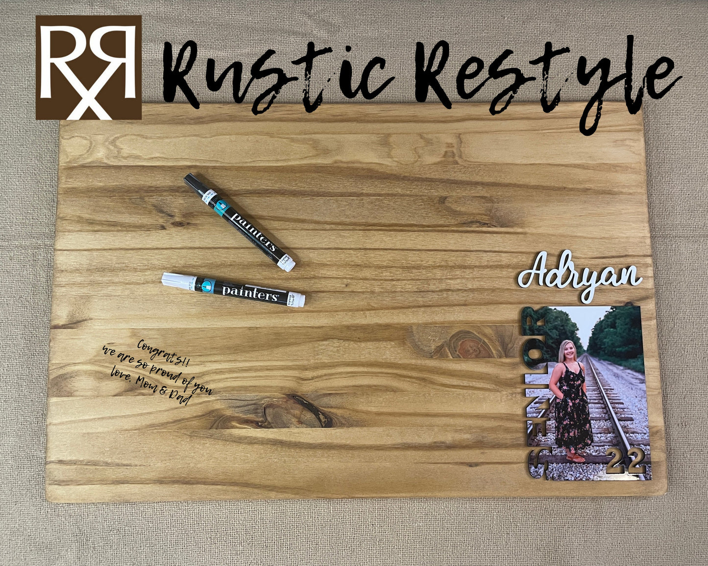 Graduation Guest book board its a signable rustic wood sign, You can customizable with photo and name.