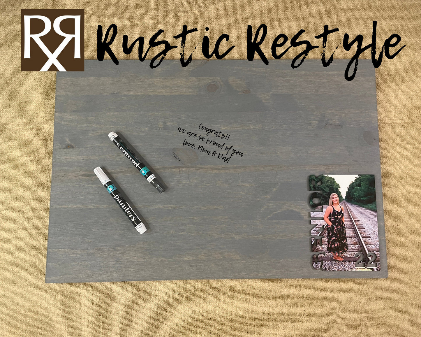 Graduation Guest book board its a signable rustic wood sign, You can customizable with photo and name.