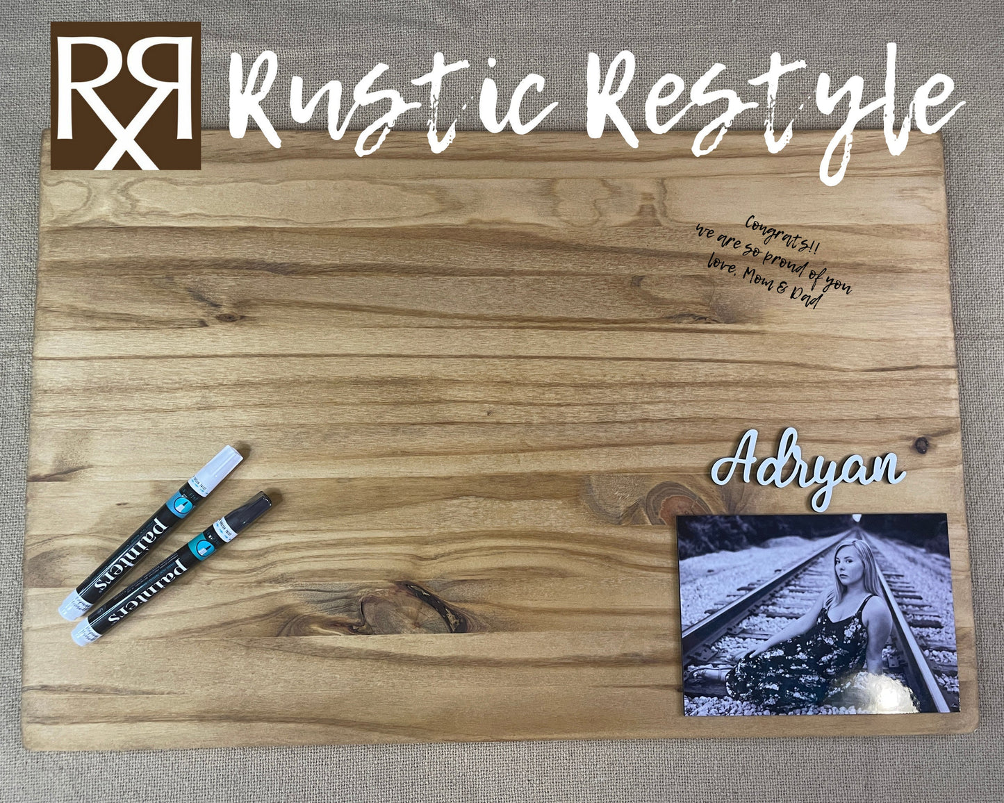 Graduation Guest book board its a signable rustic wood sign, You can customizable with photo and name.