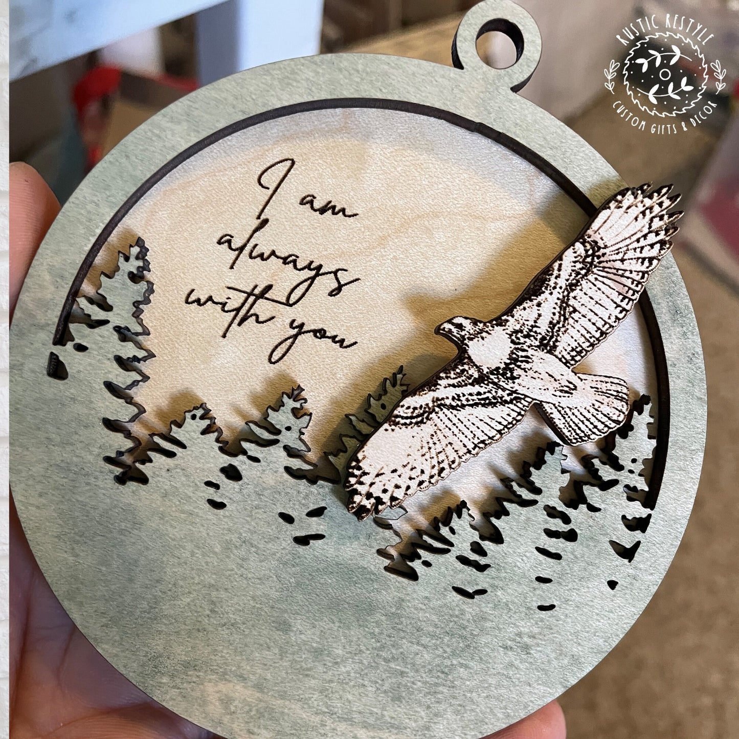 Memorial Hawk Remembrance ornament, 4inch hawk remeberance hanger can be personalized with engraved names
