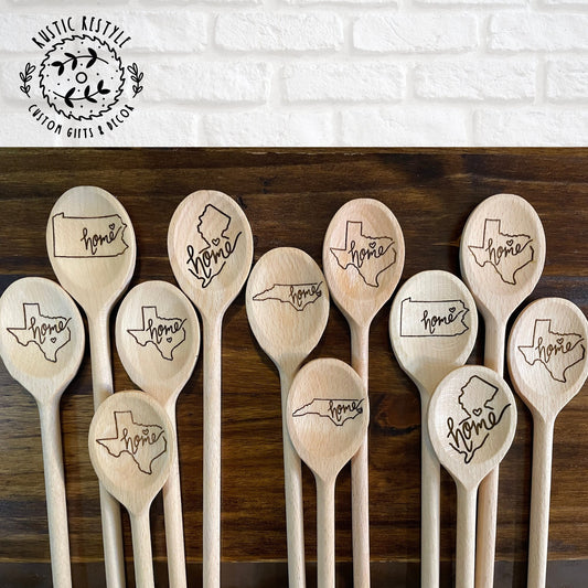 Wooden Spoons, Home state heart Spoon Gift