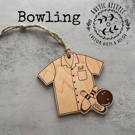 Bowling Christmas Ornament, Personalized bowling shirt with pins Ornamnet