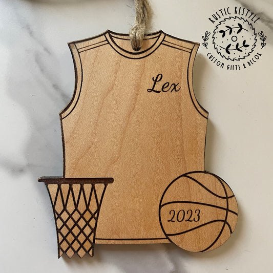 Basketball Christmas Ornament, Personalized Basketball and net ornament