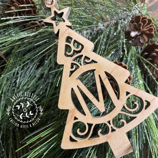 Initial Letter Christmas tree ornament, Monogram ornaments or stocking tags