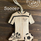 Soccer Ornament, Personalized soccer jersey with cleats and soccer ball
