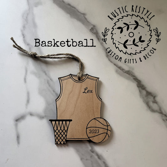 Basketball Christmas Ornament, Personalized Basketball and net ornament