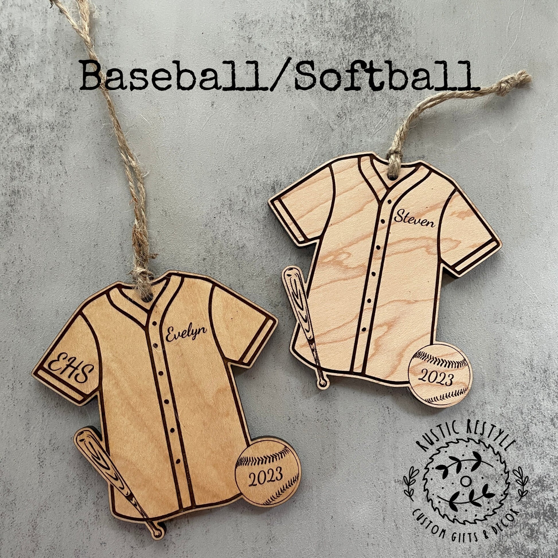 Baseball/ Softball Ornament, Personalized wood baseball/softball Christmas ornament