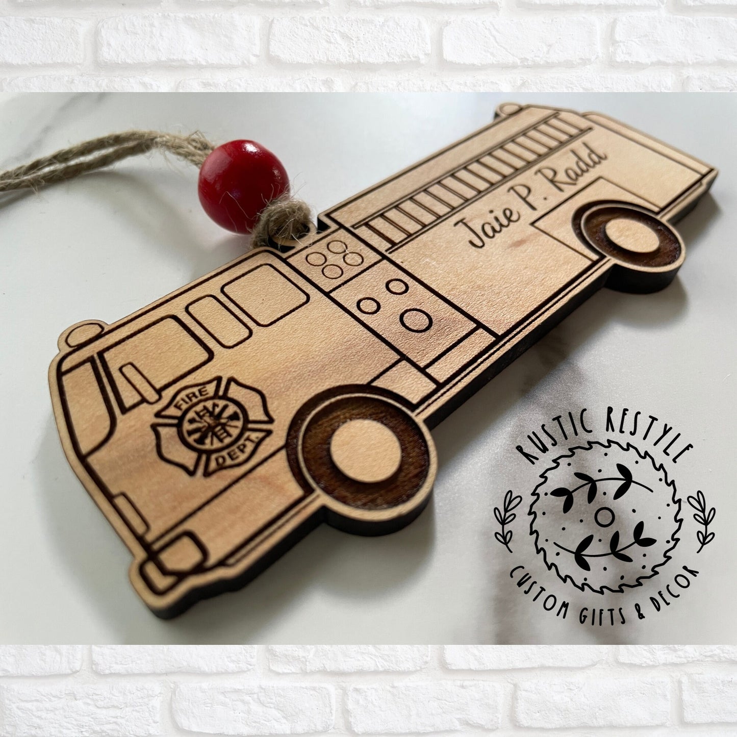 Firefighter Ornament, Personalized Fire Truck or Fire Jacket Christmas tree ornament