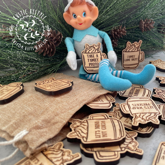 Elf Hot chocolate activity tokens, Christmas Elf kit