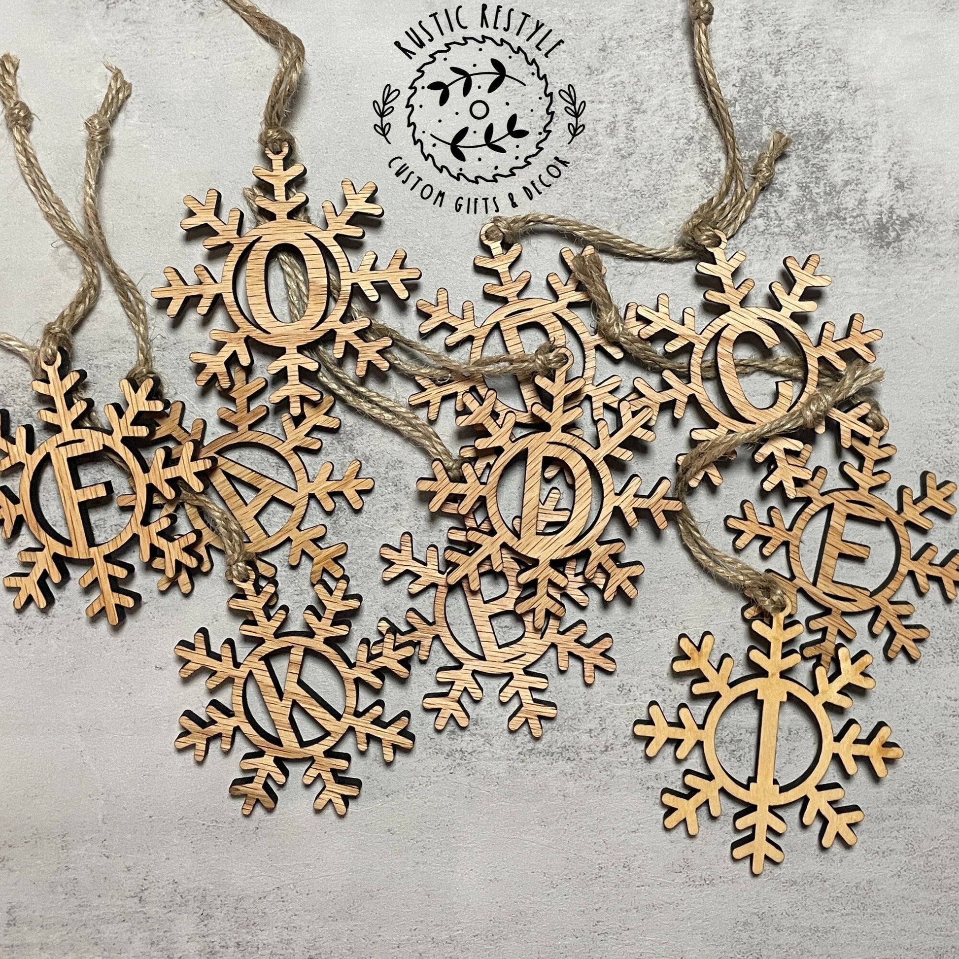 Initial Letter snowflake ornament, Monogram ornaments, or stocking tags