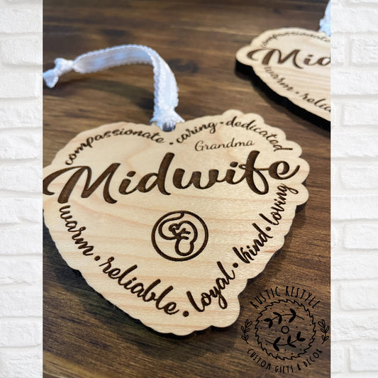 Midwife ornament, Personalized Midwife Christmas tree ornament