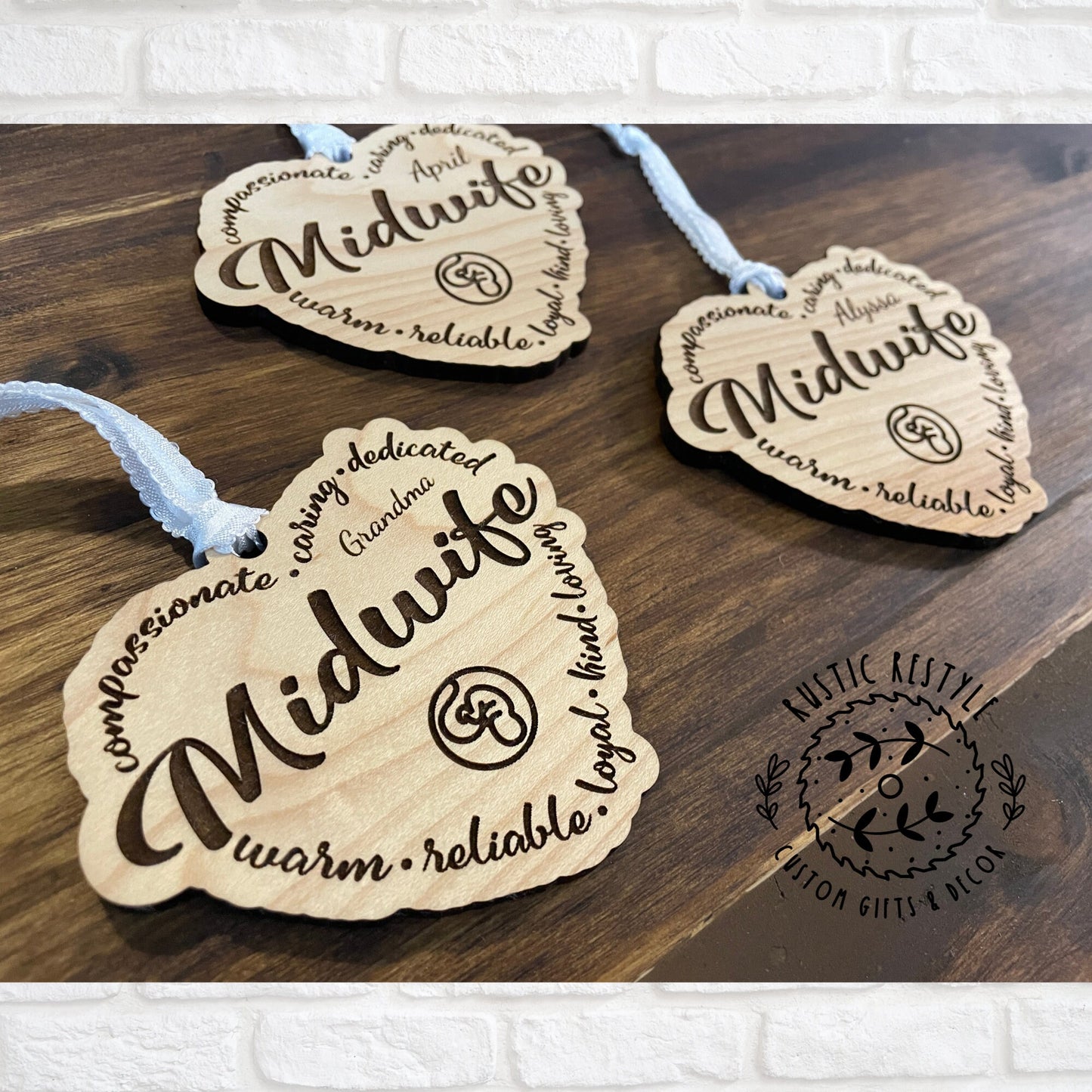 Midwife ornament, Personalized Midwife Christmas tree ornament