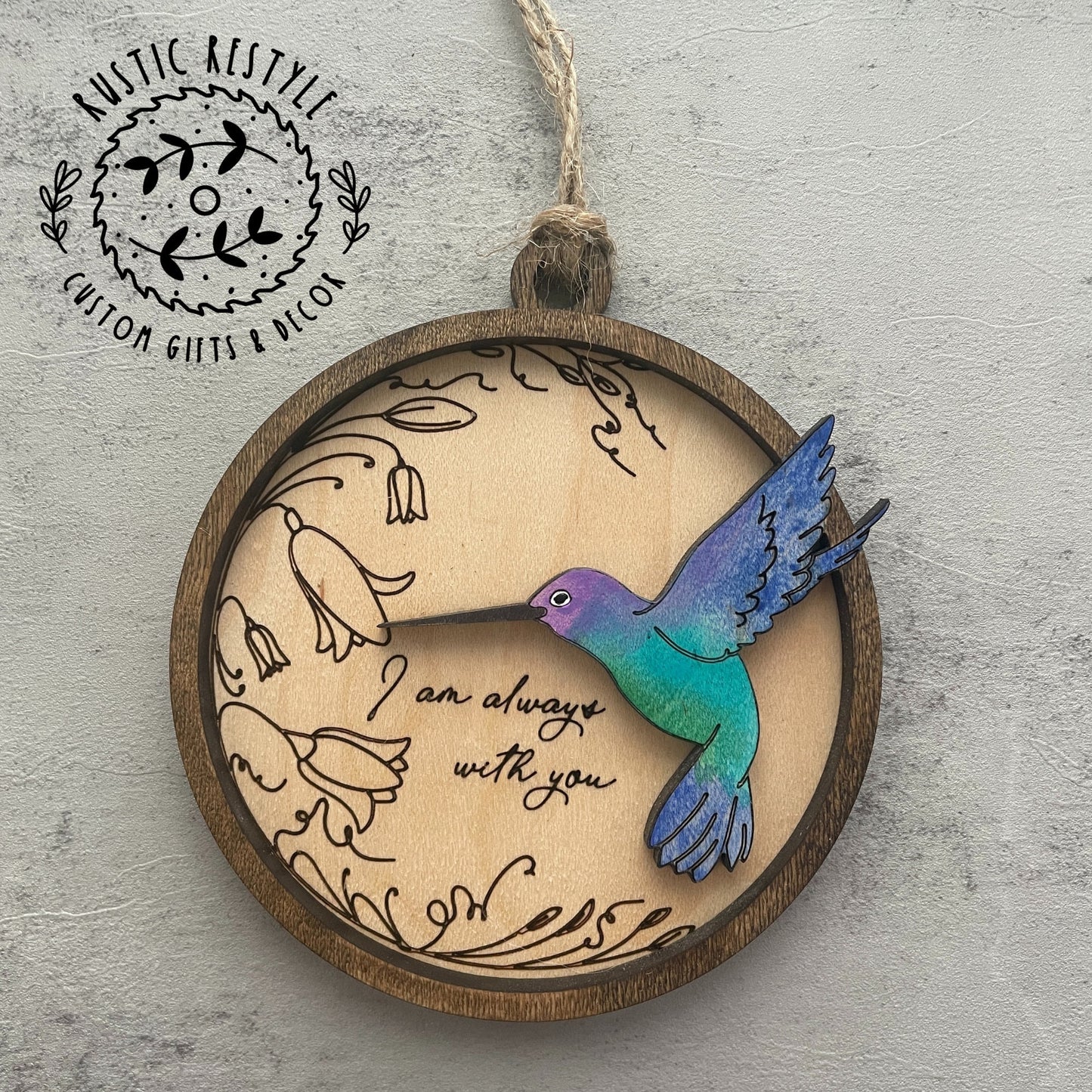 Memorial Hummingbird Remembrance ornament, 4 inch handpainted hummingbird Ornament can be personalized with an engraved name on the back