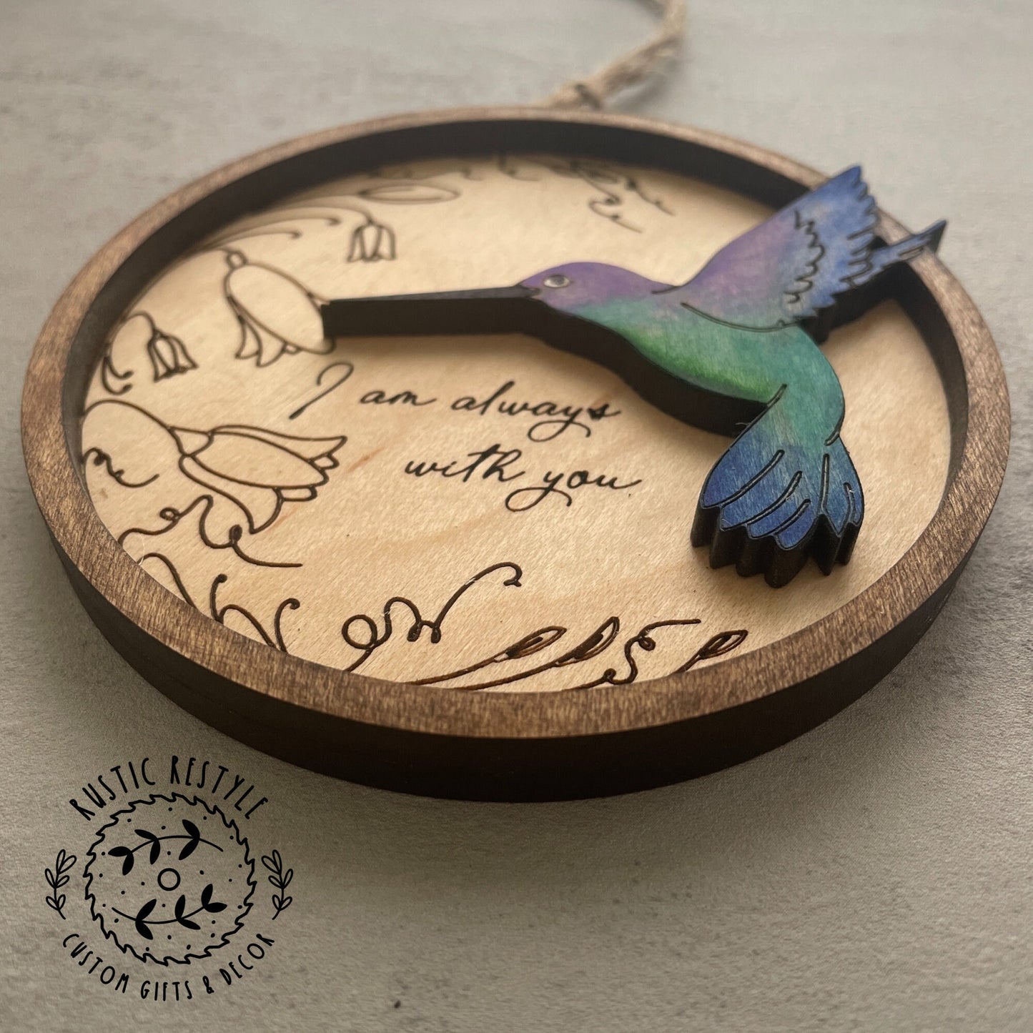 Memorial Hummingbird Remembrance ornament, 4 inch handpainted hummingbird Ornament can be personalized with an engraved name on the back