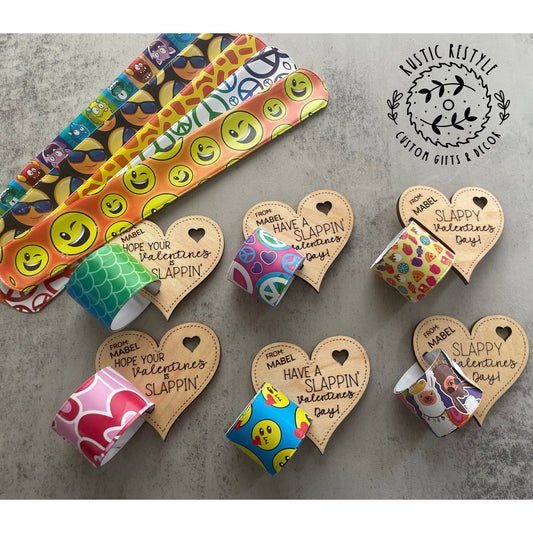 Classroom slap bracelet Valentines, Personalized wooden Valentine's Day gift