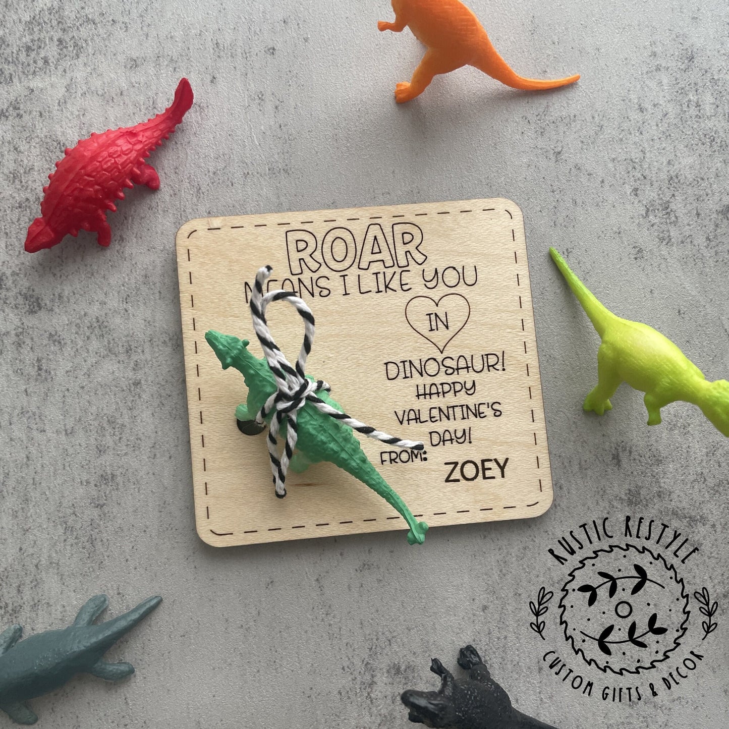 Classroom Dinosaur Valentines, Personalized wooden Valentine's Day gift