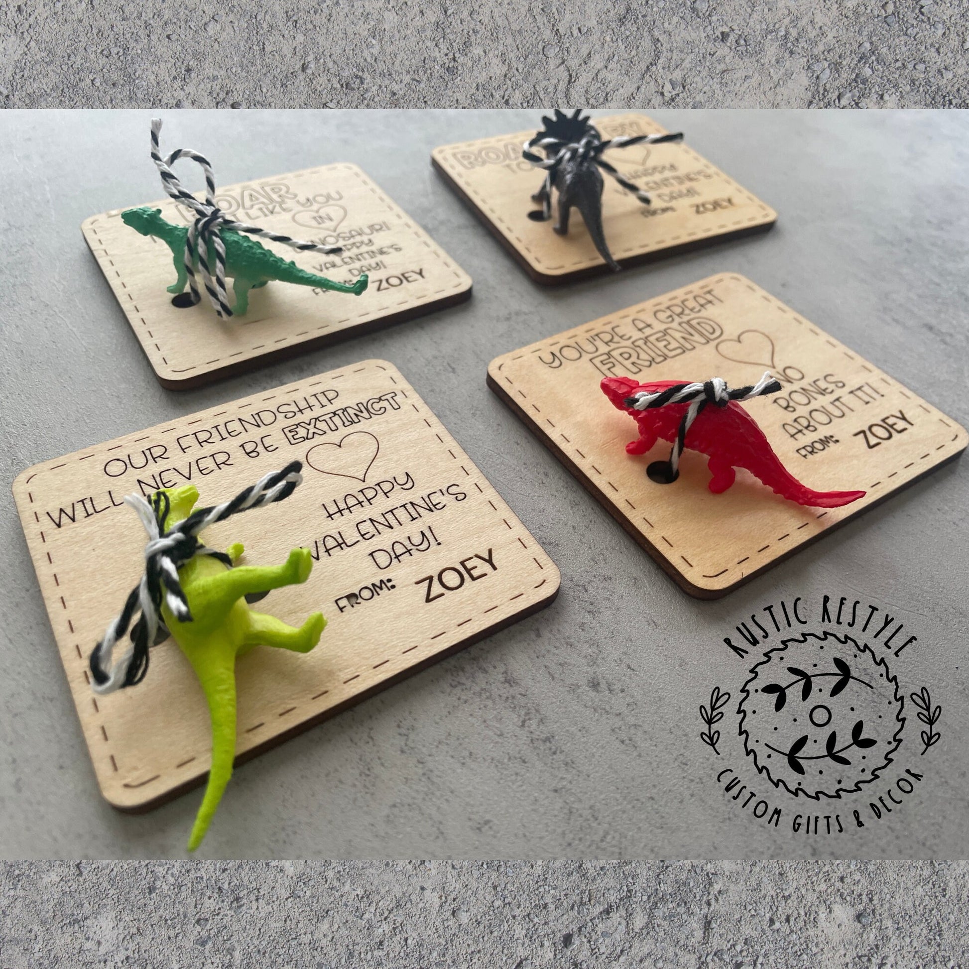 Classroom Dinosaur Valentines, Personalized wooden Valentine's Day gift