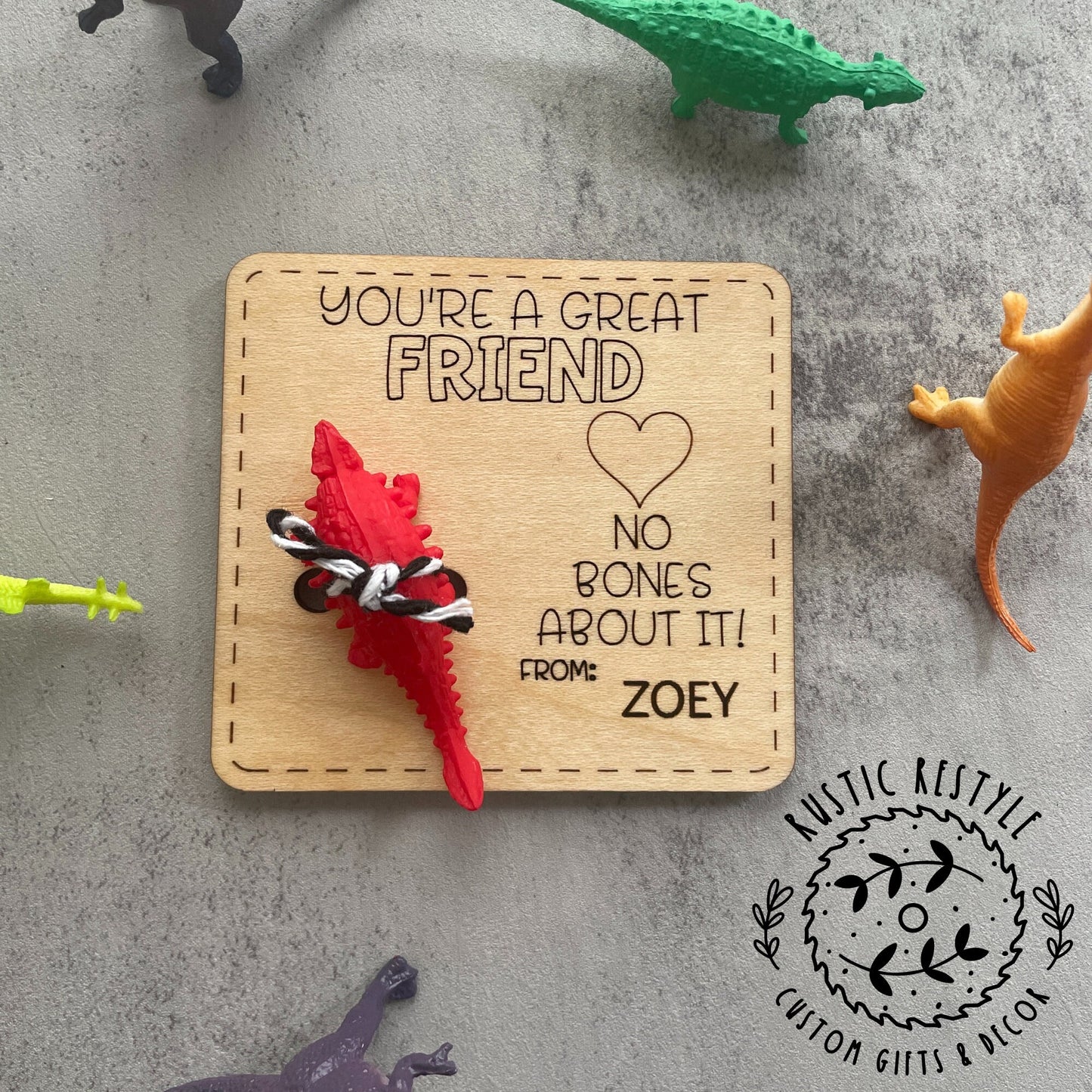 Classroom Dinosaur Valentines, Personalized wooden Valentine's Day gift