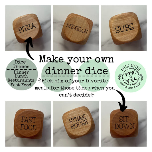 Design your own Dinner Dice, lunch dice, restaurant dice etc.